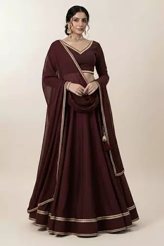 brown georgette lehenga set