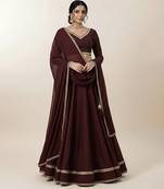 brown georgette lehenga set