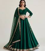 green embroidered silk lehenga set