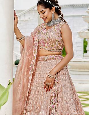 Nude Floral Sequin Lehenga 2