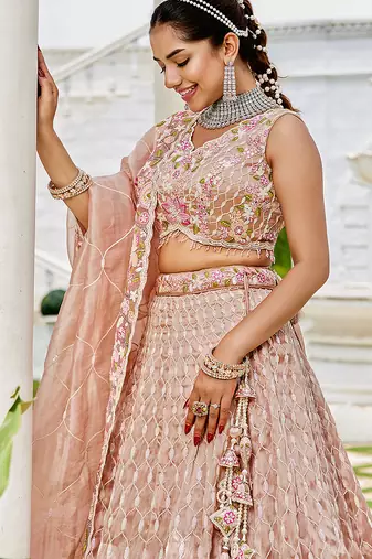 Nude Floral Sequin Lehenga