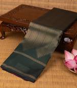 Bottle green and magenta pure touch silk saree