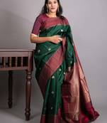Bottel green and maroon pure kanjivaram silk saree