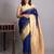 Royal blue and beige pure kanjivaram silk saree