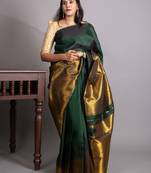 Bottel green pure kanjivaram silk saree