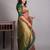 Biscuit cream and dual tone green pure kanjivaram silk saree