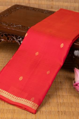 Dual tone orange pure silk saree