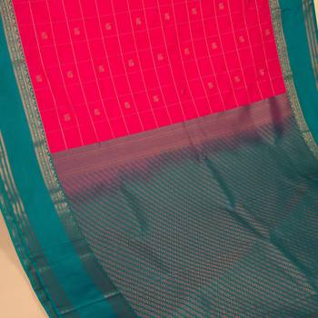 Hot pink and teal green soft silk saree 2