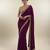 Purple embroidered velvet saree