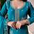 Teal georgette rose-embroidered kurta set