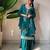 Teal georgette rose-embroidered kurta set