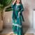 Teal georgette rose-embroidered kurta set