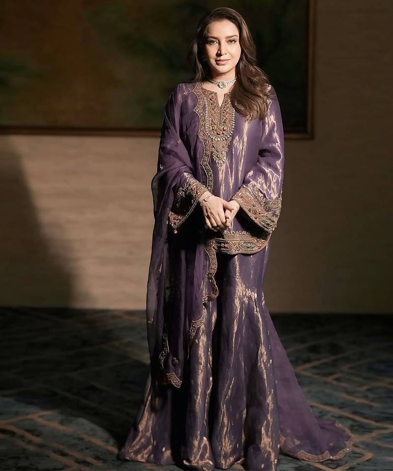lavender metallic organza blend sharara set