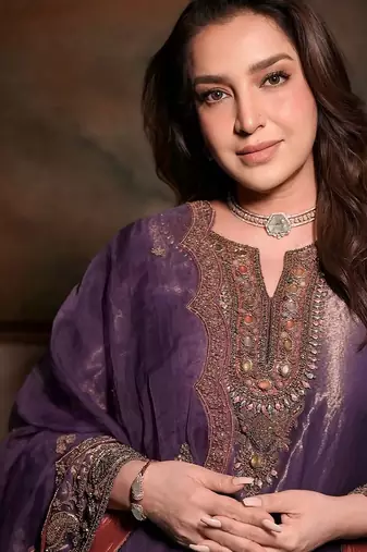 lavender metallic organza blend sharara set