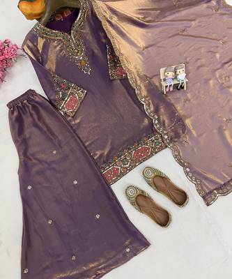 lavender metallic organza blend sharara set 3