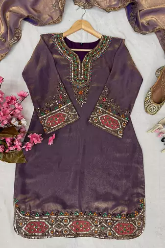 lavender metallic organza blend sharara set