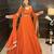 Tangerine floral embroidered georgette anarkali set