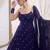 Midnight navy strappy anarkali gown