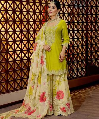 Chinon lime green & floral sharara ensemble 2