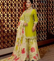 Chinon lime green & floral sharara ensemble