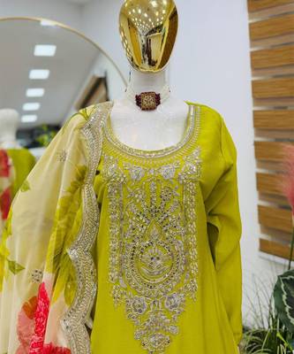 Chinon lime green & floral sharara ensemble 4