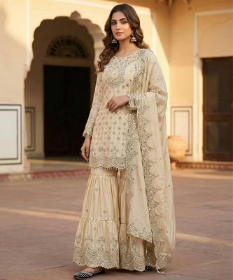 Chinon ivory mirror-work sharara suit 1