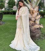 Chinon ivory mirror-work sharara suit