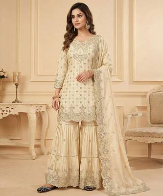 Chinon ivory mirror-work sharara suit 2