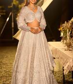 Silver Net Embroidered Lehenga Set