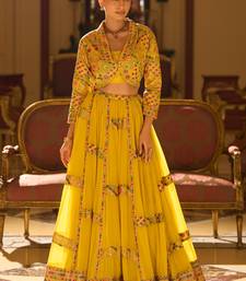 Mustard Yellow Georgette Embroidered Lehenga Set