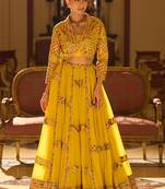 Mustard Yellow Georgette Embroidered Lehenga Set