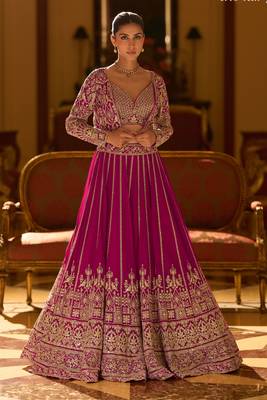 Pink Georgette Embroidered Lehenga Set 1