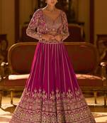 Pink Georgette Embroidered Lehenga Set