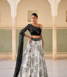 Cream Chiffon Embroidered Lehenga Set