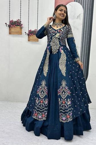 RAMA GREEN VICHITRA SILK PARTY WEAR EMBROIDERY CROP TOP  WITH BLOUSE LEHENGA CHOLI