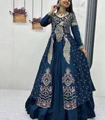 RAMA GREEN VICHITRA SILK PARTY WEAR EMBROIDERY CROP TOP  WITH BLOUSE LEHENGA CHOLI