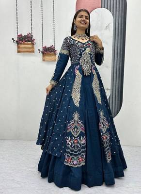 RAMA GREEN VICHITRA SILK PARTY WEAR EMBROIDERY CROP TOP  WITH BLOUSE LEHENGA CHOLI 4
