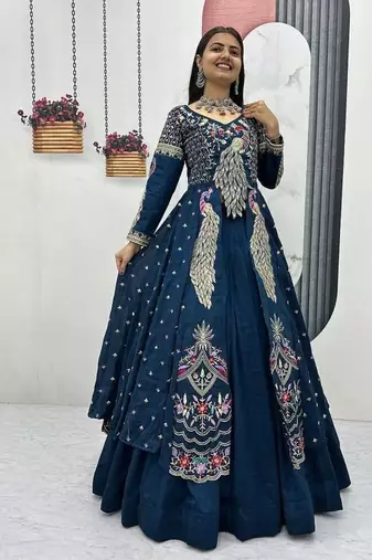 RAMA GREEN VICHITRA SILK PARTY WEAR EMBROIDERY CROP TOP  WITH BLOUSE LEHENGA CHOLI