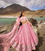Light Pink Georgette Embroidered Lehenga Set