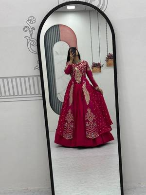 PINK  VICHITRA SILK PARTY WEAR EMBROIDERY CROP TOP  WITH BLOUSE LEHENGA CHOLI 3