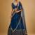 Delightful Blue Sequence Embroidered with Ruffle Border Georgette Indian wedding Designer lehenga choli