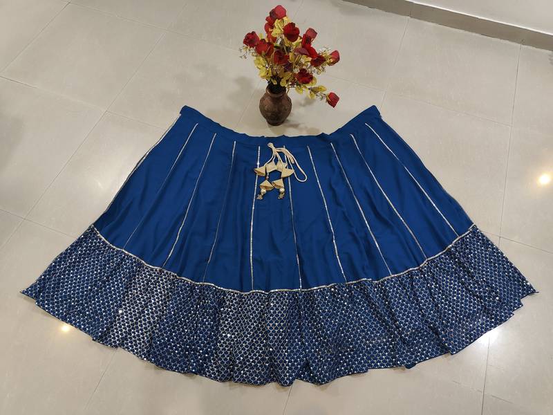 Delightful Blue Sequence Embroidered with Ruffle Border Georgette Indian wedding Designer lehenga choli