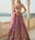 Charming Lilac Zari and Sequins Embroidered Fendy Silk Indian wedding Designer lehenga choli