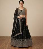 Colorful Black Zari and Sequins Embroidered Faux Georgette Indian wedding Designer lehenga choli