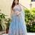 Delightfully Sky-Blue Zari and Sequins Embroidered Net Indian wedding Designer lehenga choli
