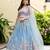 Delightfully Sky-Blue Zari and Sequins Embroidered Net Indian wedding Designer lehenga choli
