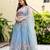 Delightfully Sky-Blue Zari and Sequins Embroidered Net Indian wedding Designer lehenga choli