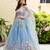 Delightfully Sky-Blue Zari and Sequins Embroidered Net Indian wedding Designer lehenga choli