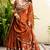 Appealing Rust Orange Zari and Sequins, and Thread Embroidered Rangoli silk Indian wedding Designer lehenga choli