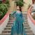Blue chinon embroidered designer anarkali sharara set